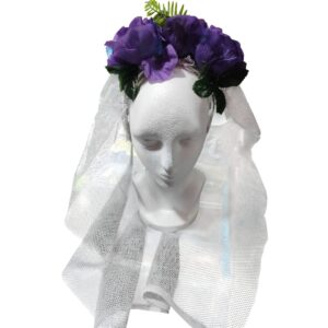 Diadema de catrina morada con velo